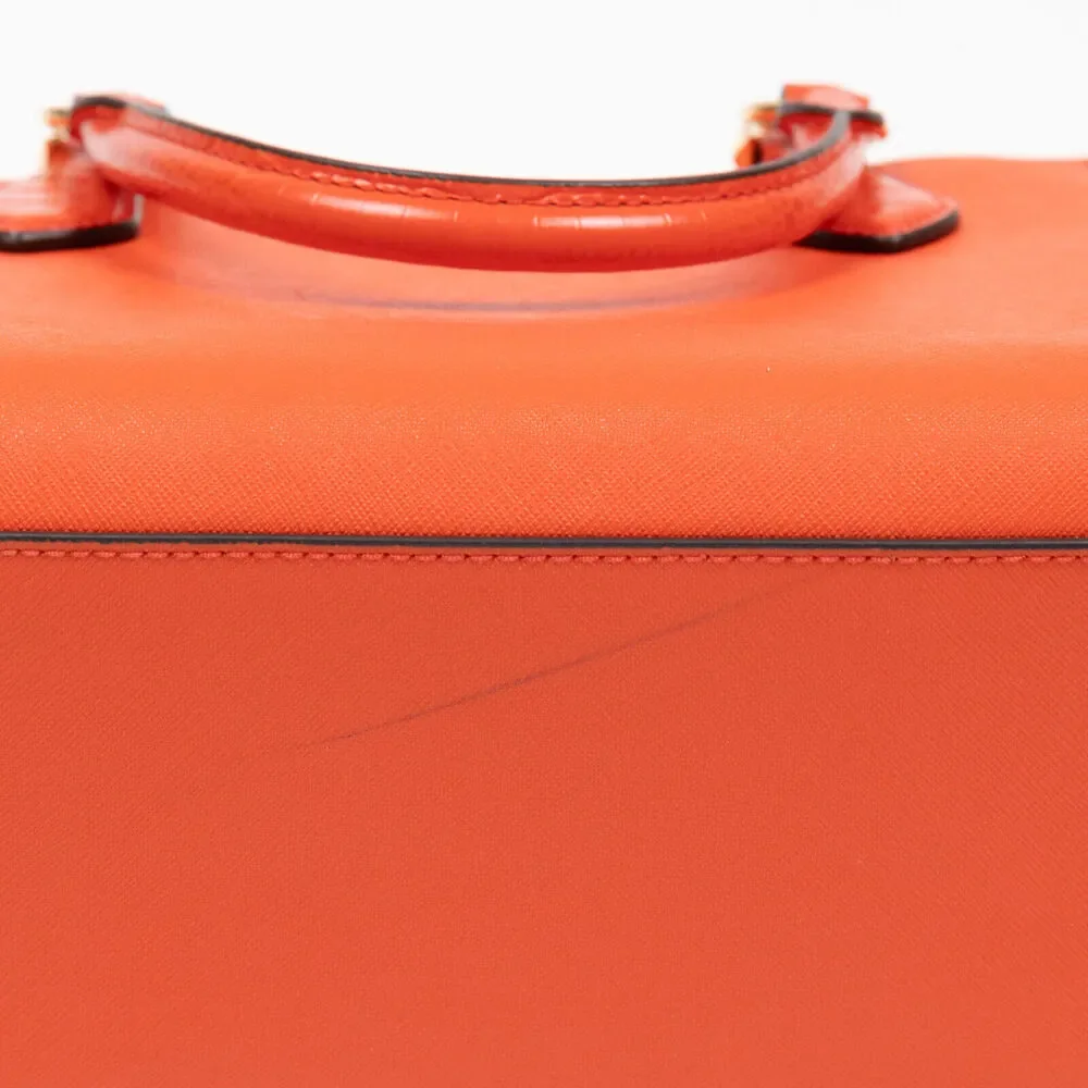 MICHAEL Michael Kors Marilyn Leather Satchel Orange 220017 - Picture 6 of 7